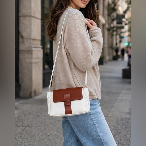 Salvatore Ferragamo Handbags - Salvatore Ferragamo Two-Tone Leather Flap Crossbody Shoulder Bag